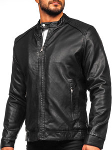 Geacă de piele biker izolata termic neagra Bolf 92532