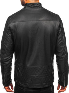 Geacă de piele biker izolata termic neagra Bolf 92535