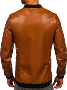 Geacă de piele bomber camel Bolf 11Z8107