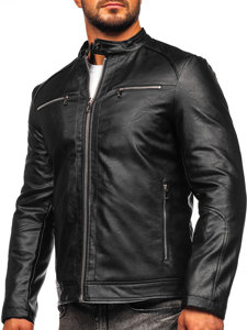 Geacă de piele neagra Bolf 11Z8003-A