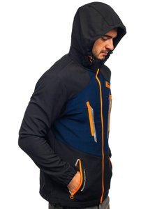 Geacă neagră-bleumarin softshell Bolf HH022