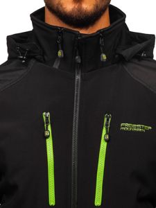 Geacă softshell bărbați negru-verde Bolf P191