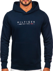 Hanorac cangur pentru bărbați, albastru bleumarin, cu imprimeu Tommy Hilfiger MW0MW29301