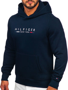 Hanorac cangur pentru bărbați, albastru bleumarin, cu imprimeu Tommy Hilfiger MW0MW29301