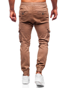 Joggeri din material maro Pantalon cargo pentru bărbați Bolf KA9233