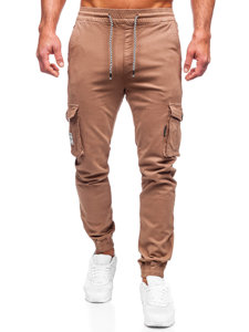 Joggeri din material maro Pantalon cargo pentru bărbați Bolf KA9233