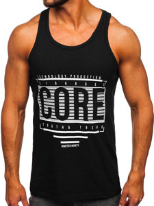 Maiou negru tank top cu imprimeu Bolf 14840