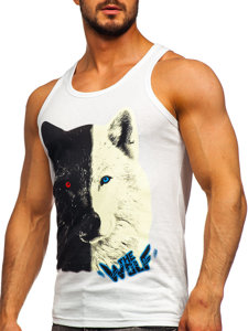 Maiou tank top alb cu imprimeu Bolf 14851