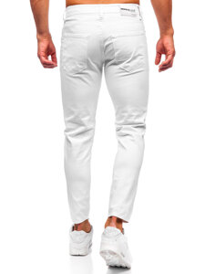 Pantaloni albi de blugi slim fit pentru bărbați Bolf 5872