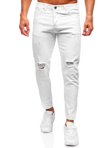 Pantaloni albi pentru bărbați, blugi slim fit Bolf 5872