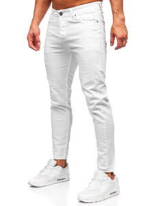 Pantaloni albi pentru bărbați, blugi slim fit Bolf 5876