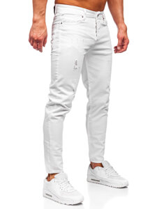 Pantaloni albi pentru bărbați, blugi slim fit Bolf 5876