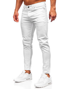 Pantaloni albi pentru bărbați, blugi slim fit Bolf 5877