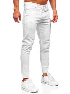 Pantaloni albi pentru bărbați, blugi slim fit Bolf 5877