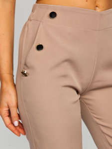 Pantaloni cappuccino cu nasturi decorativi dame Bolf 8155