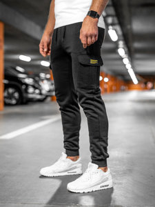 Pantaloni cargo grosi negri Pantaloni de jogging pentru bărbați de la Bolf JX8709A