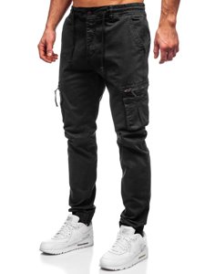 Pantaloni cargo joggers negri Bolf 8983