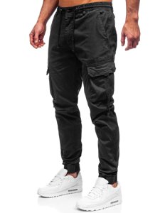 Pantaloni cargo negri Bolf 8956