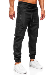 Pantaloni cargo negri Pantaloni de jogging pentru bărbați de la Bolf HSS298