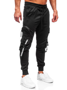 Pantaloni cargo negri pantaloni de jogging pentru bărbați Bolf HS7172