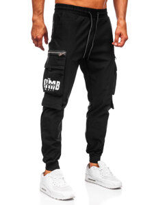 Pantaloni cargo negri pantaloni de jogging pentru bărbați de la Bolf K12