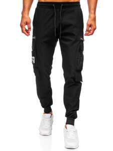 Pantaloni cargo negri pantaloni de jogging pentru bărbați de la Bolf K12