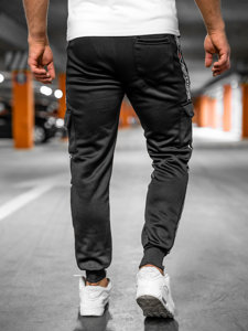 Pantaloni cargo negri pentru bărbați, pantaloni de jogging, pantaloni de trening de la Bolf HR209