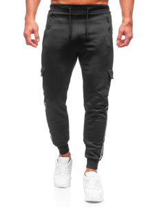 Pantaloni cargo negri pentru bărbați, pantaloni de jogging, pantaloni de trening de la Bolf HR209