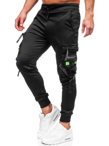 Pantaloni cargo negri pentru bărbați, pantaloni de jogging, pantaloni de trening de la Bolf HS7162