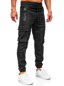 Pantaloni cargo negri pentru bărbați pantaloni de jogging pantaloni de trening de la Bolf HSS297