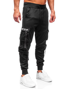 Pantaloni cargo, pantaloni de jogging, pantaloni de trening pentru bărbați negri de la Bolf HS7176