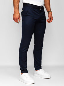 Pantaloni chinos în carouri albastru-cerneala Bolf 0030