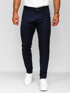 Pantaloni chinos în carouri albastru-cerneala Bolf 0030