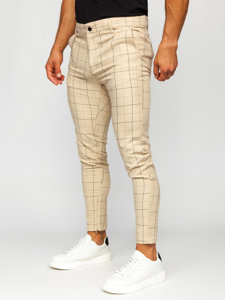 Pantaloni chinos în carouri bej Bolf  0060