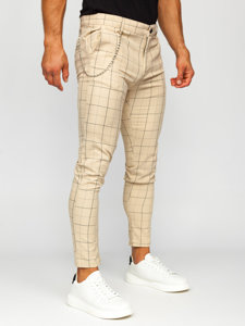 Pantaloni chinos în carouri bej Bolf  0060