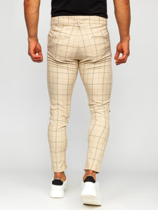 Pantaloni chinos în carouri bej Bolf  0060