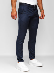 Pantaloni chinos în carouri bleumarin Bolf 0030