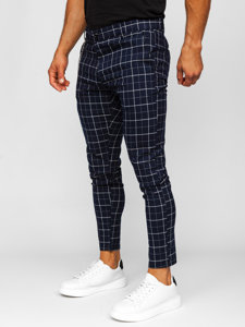 Pantaloni chinos în carouri bleumarin Bolf  0058