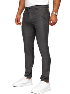 Pantaloni chinos în carouri grafit Bolf 0041