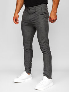 Pantaloni chinos în carouri gri-negri Bolf 0032