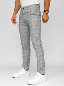 Pantaloni chinos în carouri gri-negri Bolf 0036