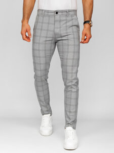 Pantaloni chinos în carouri gri-negri Bolf 0036