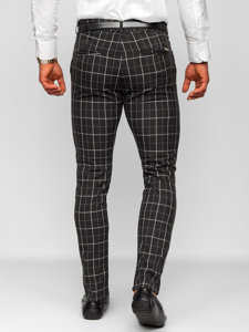 Pantaloni chinos în carouri negri Bolf 0032