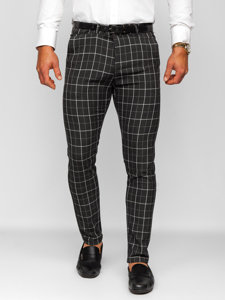 Pantaloni chinos în carouri negri Bolf 0032