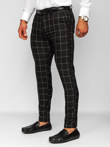 Pantaloni chinos în carouri negri Bolf 0040