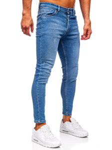 Pantaloni de blugi skinny pentru bărbați, de culoare bleumarin, Bolf 5828