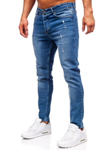 Pantaloni de blugi slim pentru bărbați, albastru marin Bolf 6469