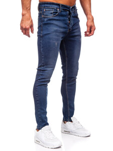 Pantaloni de blugi slim pentru bărbați, de culoare bleumarin, Bolf 6257