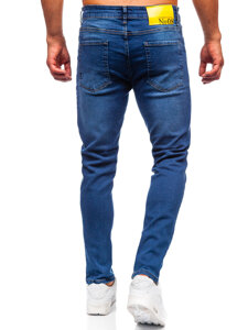 Pantaloni de blugi slim pentru bărbați, de culoare bleumarin, Bolf 6591