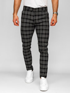 Pantaloni de jogging din material negru în carouri pentru bărbați de la Bolf 184166